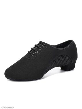 Ballroom Dance Practice Shoes Mesh Split Sole Low Heel Lace-Up Sneakers